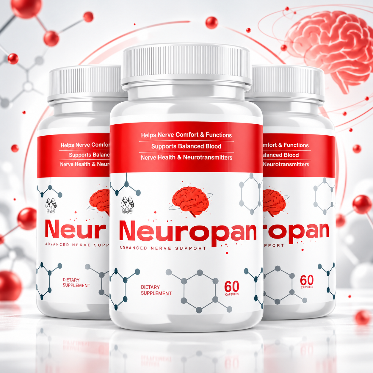 Neuropan bottles with nerve support graphic